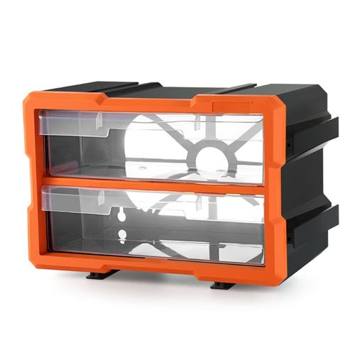Boîte de rangement Durable à compartiments multiples, Orange et noir, pour vis/écrous/petites pièces 7.87x11.81x6.5"