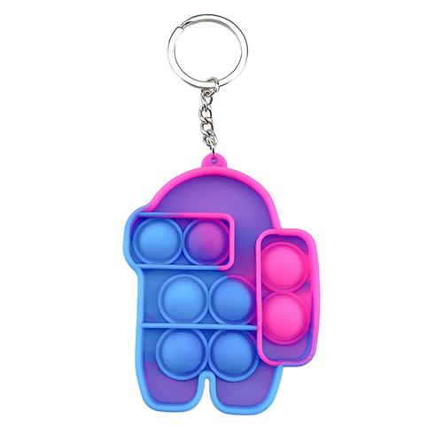 Mini Porte-Clés Dinosaure Fidget, Jouet Pour Autisme Tdah, Anti-Stress, Soulagement Sensoriel, Jouets À Bulles Arc-En-Ciel