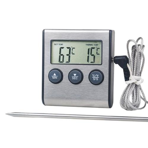 Thermomètre de cuisine numérique à affichage LCD, longue sonde pour le four à gril, cuisson de la viande, alarme minuterie outils de mesure