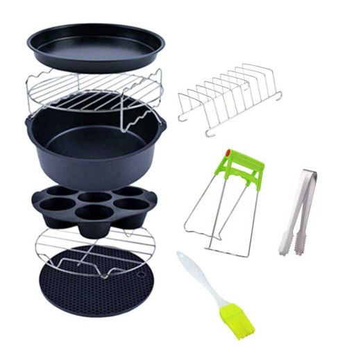 Plaque à Pizza, poêle à gâteau, panier de cuisson, accessoires de friteuse à Air, tapis en Silicone 6 pouces 7 pouces, grille de cuisson antiadhésive universelle, 10 pièces