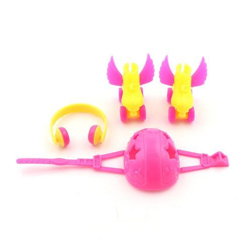 Patins À Roulettes Décoratifs, 3 Pièces/Ensemble, Chaussures Fantaisie, Casque Pour Enfants Filles, Couleur Aléatoire