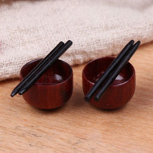 Maison De Poupée Miniature, Échelle Pièces/Ensemble Mini 1:6 1/12, Bol Chinois, Baguettes, Ensemble De Vaisselle, Jouet De Cuisine