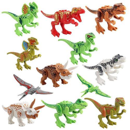Jeu De Construction Dinosaures, Figurines À Monter Du Jurassic, Tyrannosaure Rex, Wyvern, Vélociraptor, Stégosaure, Jouets Pour Enfants