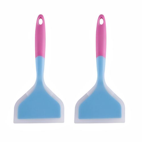 Pelles à crêpes en Silicone, résistantes à la chaleur, suspendues, pratique pour la cuisson de la viande, manche, outils de cuisine, Omelette, accessoires pour poisson, 2 pièces