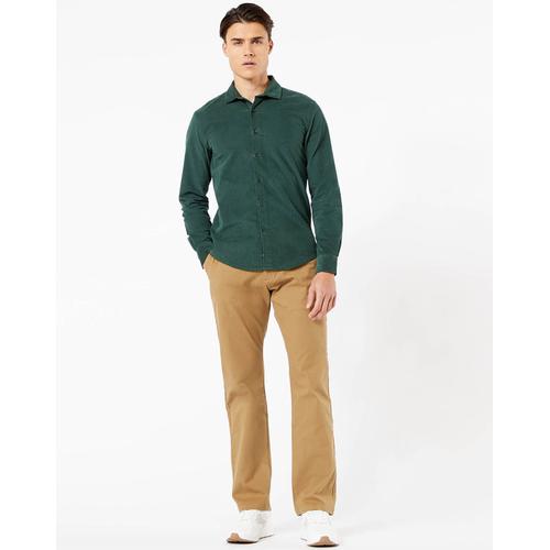 Chemise Alpha Spread Collar Velours Vert Foncé