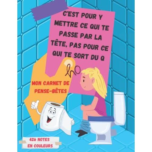 C'est Pour Y Mettre Ce Qui Te Passe Par La Tête, Pas Pour Ce Qui Te Sort Du Q (Fille): Mon Carnet De Pense-Bêtes, 426 Notes (Carnets De Notes Et De Pense-Bêtes) (French Edition)