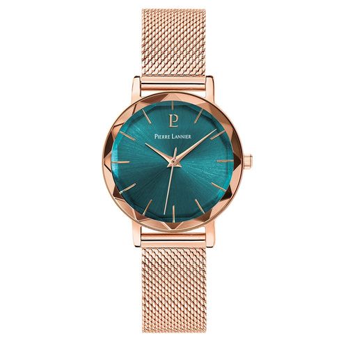 Montre Femme Multiples Doré-Rose Cadran Vert Bracelet Acier Milanais Doré-Rose 14 Mm