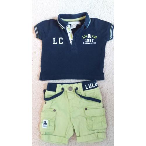 Ensemble Garçon Short + Haut "Lulu Castagnette" Taille 3 Mois Idée Cadeau