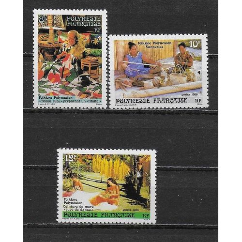 Polynesie Francaise 1986 : Folklore Polynésien : Série Entière De 3 Timbres À 30 F. Neufs **