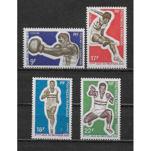 Polynesie Francaise 1969 : 3è Jeux Sportifs Du Pacifique-Sud À Mort-Moresby : Bose/Saut En Hauteur/Marche/Saut En Longueur : Série Entière De 4 Timbres À 66 F. Neufs ** Cote 37 Euros