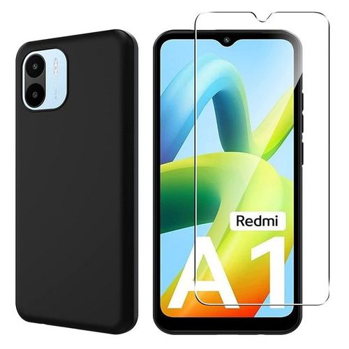 Coque Pour Xiaomi Redmi A1 / A1 Plus - Housse Etui Silicone Gel Fine + Verre Trempe - Noir