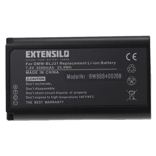 EXTENSILO Batterie compatible avec Panasonic Lumix DC-S1H appareil photo (3500mAh, 7,4V, Li-ion)