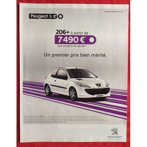 Publicité Papier- Voiture Peugeot 206 De 2012