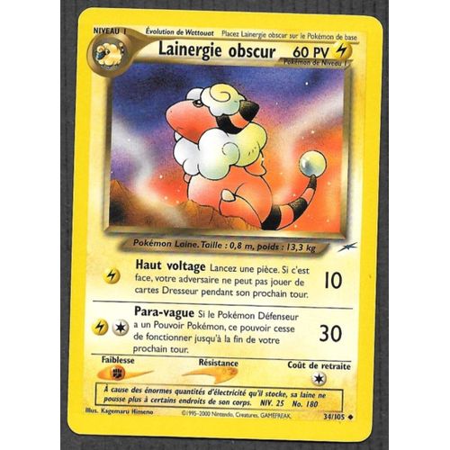 Carte Pokémon Lainergie Obscur 34/105 - Neo Destiny Wizards (Fr)