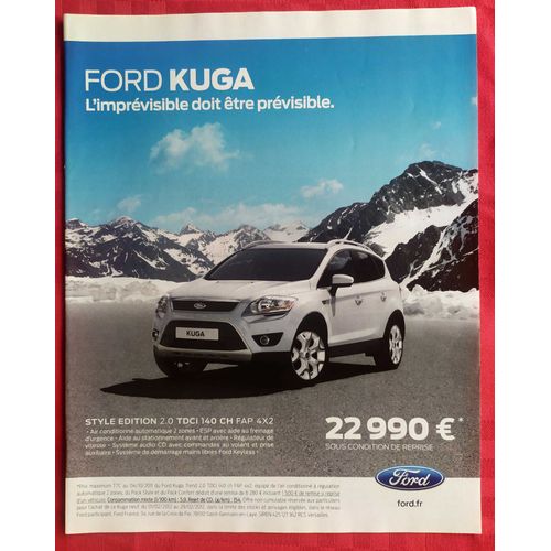 Publicité Papier- Voiture Ford Kuga De 2012