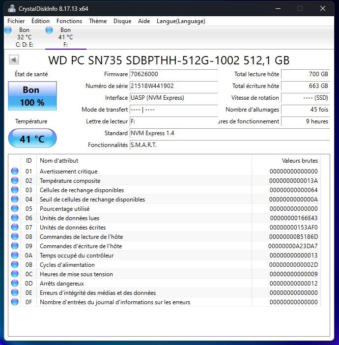 Western Digital PC SN735 NVMe WDC M.2 2230 NVMe SSD 512 Go