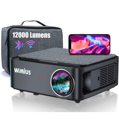 Vidéoprojecteur WiFi Bluetooth Full HD 1080P, 9500 Lumens WiMiUS 5G WiFi Rétroprojecteur 4K