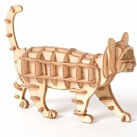 Puzzle 3d En Bois, Jouets Mécaniques Faits À La Main Pour Enfants Et Adultes, Kit De Jeu D'Assemblage De Modèles De Navires, Avion, Train, Chat
