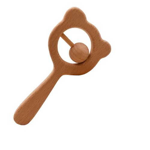 Bébé Jouets En Bois Hochet Hêtre Ours Main Dentition Anneau En Bois Peut Mâcher Des Perles Bébé Hochets Jouer Gymnastique Montessori Poussette Jouets