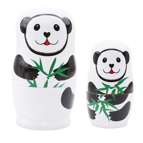 Poupées En Bois Peintes À La Main, Panda Chinois, Jouets De Nidification, Poupée Russe Matryoshka, Artisanat Fait À La Main, Cadeau D'Anniversaire Pour Enfants, Ensemble De 5 Pièces, 2019