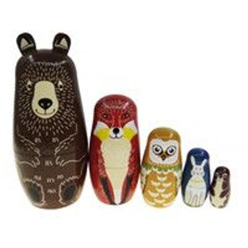 Poupées De Nidification Russes, 5 Pièces, Design Animal Mignon, Ours En Bois, Hibou, Lapin, Motif Poupées Matryoshka, Accessoire, Jouet, Cadeaux