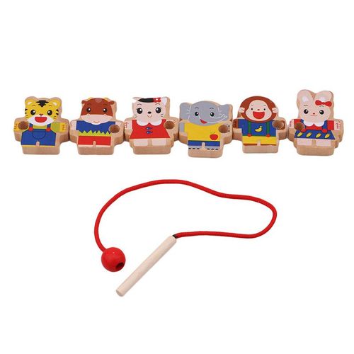 Lot De 6 Perles Colorées En Bois Pour Enfants, Jouets De Poupées En Forme De Tigre Et De Lapin, Divers Mini Animaux, Jeu Éducatif