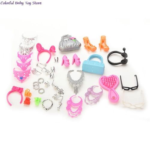 Ensemble De Bijoux À La Mode, Collier, Boucles D'Oreilles, N¿Ud Papillon, Couronne, Accessoires Pour Mini Fille, Poupée, Cadeau Pour Enfants, 1 Ensemble