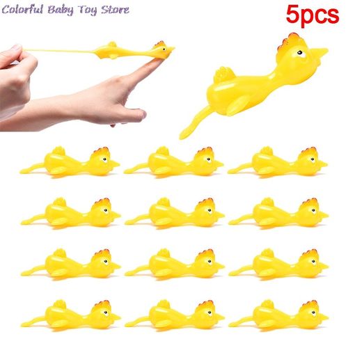 Catapulte En Caoutchouc Souple, 5 Pièces, Ensemble De Jouets Amusants, Poussin, Lance-Fronde, Poulet Jaune, Nouveau Jouet Étrange, Décompression, Cadeau Pour Étudiant