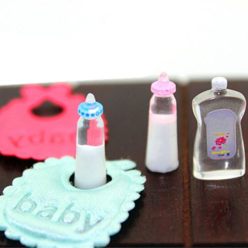 Maison De Poupée 1:12, Accessoire De Pépinière Miniature, Shampoing, Bavoirs, Ensemble De Biberons Pour Barbie