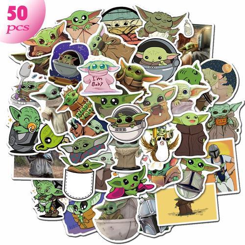 Autocollants Star Wars Yoda Dessin Animé Le Mandalorien, Autocollants Imperméables Pour Skateboard Guitare, Jouet Pour Enfant, Cadeaux D'Anniversaire, 50 Pièces