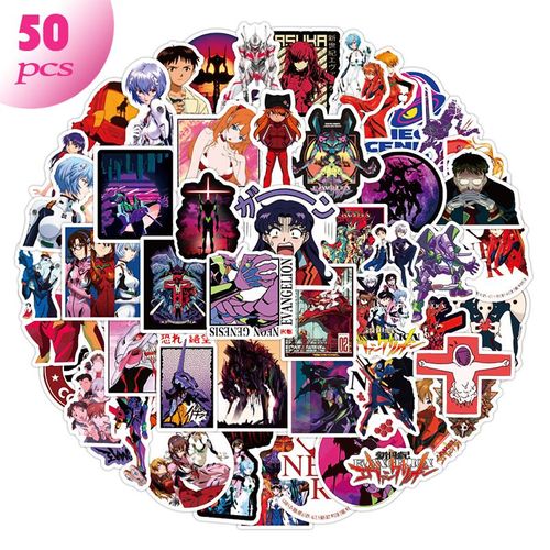 Autocollants De Graffiti D'Ange D'Anime 50 Pièces, Autocollants Imperméables De Sac À Dos De Guitare De Tasse D'Eau De Carnet De Notes De Dessin Animé, Cadeaux De Noël De Jouet D'Enfan