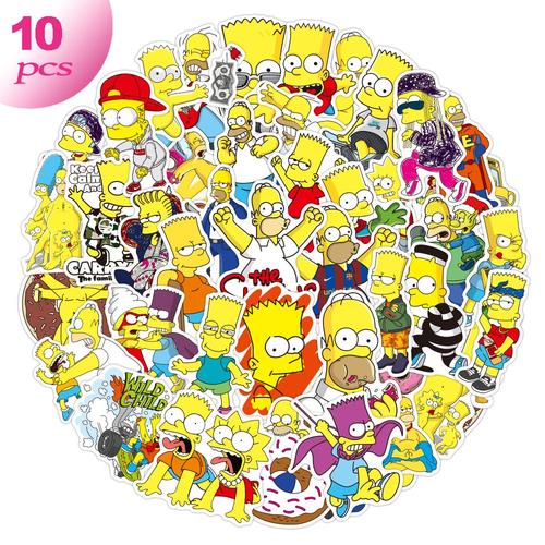 Lot De 10, 30 Ou 50 Pièces D'Autocollants En Pvc Pour La Famille Des Simpsons, Dessin Animé, Esthétique, Pour Guitare, Étanche, Graffiti, Classique, Jouet, Cadeau Pour Enfant