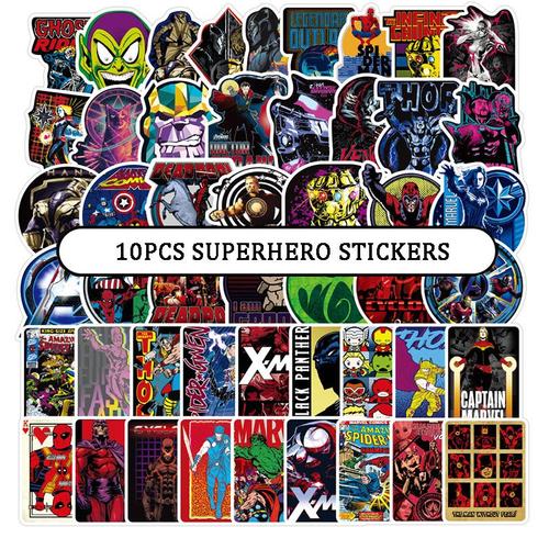 Lot De 10, 30, 50 Ou 100 Autocollants De Super-Héros Marvel En Pvc, Décalcomanies De Dessin Animé, Pour Guitare, Sac À Dos, Jouet Classique, Cadeaux Pour Enfants