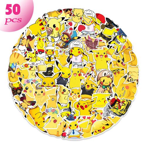 Autocollants De Graffiti Pokémon Pikachu Mignons Pour Skateboard Dessin Animé Monstre De Poche, Autocollants Imperméables, Jouets De Noël Pour Enfants 50 Pièces