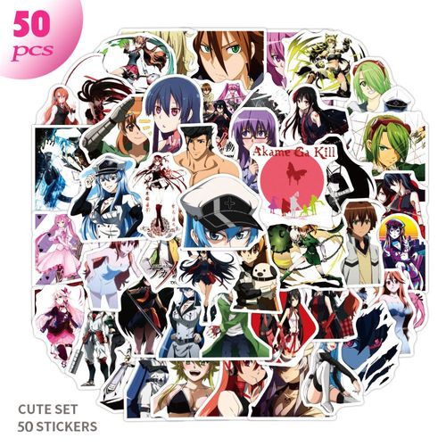 Anime Akame Ga Kill, 50 Pièces! Autocollants Graffiti Imperméables En Pvc Pour Enfant, Dessin Animé, Pour Skateboard, Guitare, Réfrigérateur, Jouet, Cadeau De Noël, Diy Bricolage