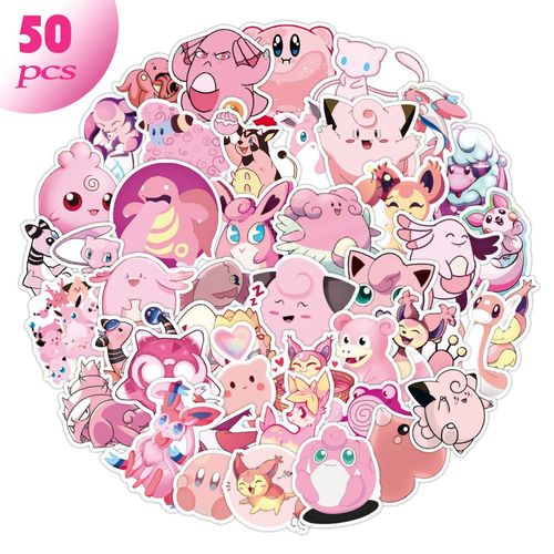 Autocollants Dessin Animé Pokémon Rose, 50 Pièces, Graffiti De Poche Monstre, Skateboard Guitare Dessin Animé, Décalcomanies Imperméables, Jouet Pour Enfant, Cadeaux De Noël