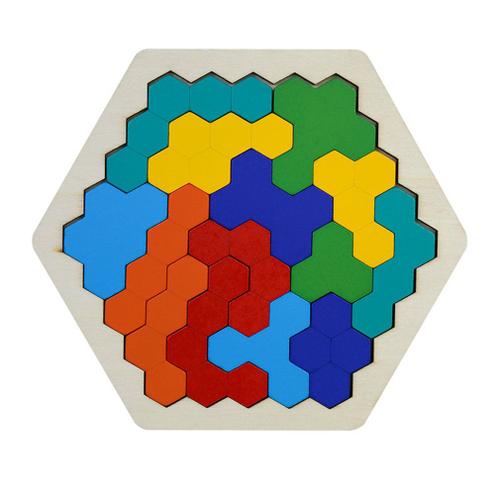 Puzzle 3d En Bois Coloré Tangram, Jouets Mathématiques, Jeu En Forme De Nid D'Abeille, Jeu Éducatif Intellectuel Pour Enfants
