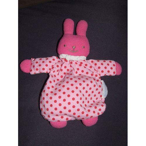 Lapin Trousselier Rose Pois Grelot Semi Plat 22 Cm
