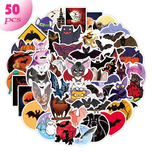Autocollants Graffiti Citrouille Chauve-Souris D'Halloween, Étiquette Étanche, Sac À Dos De Skateboard, Dessin Animé, Bricolage, Jouet Classique, Cadeau De Noël Pour Enfant, 50 Pièces