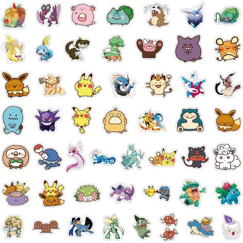 Autocollants De Graffiti Pokémon Anime 50 Pièces, Sac À Dos Casque Guitare Ordinateur Portable Dessin Animé Monstre De Poche Stickers Imperméables, Jouet Cadeau Pour Enfants