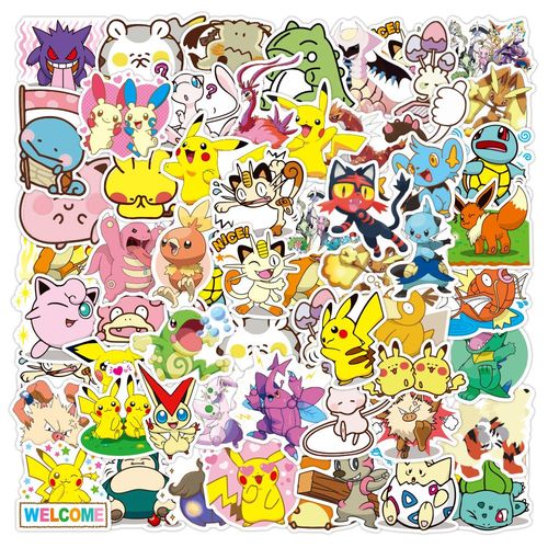 Autocollants Graffiti Dessin Animé Pokemon Pikachu, Sac À Dos, Guitare, Dessin Animé Monstre De Poche, Autocollants Imperméables, Jouet Cadeau Pour Enfants 50 Pièces