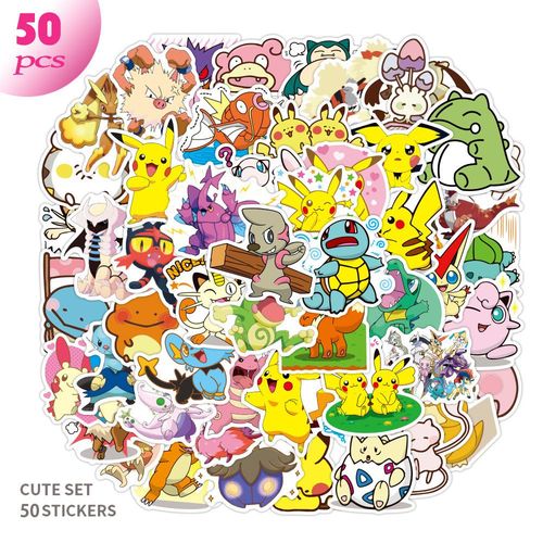 Autocollants De Poche Pokémon, 50 Pièces, Stickers Mignons, Dessin Animé Monstre, Skateboard, Étanche, Graffiti, Cadeaux De Noël Pour Enfant