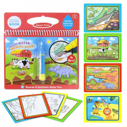 Planche Magique De Peinture À L'Eau Pour Enfants, Jouets De Dessin, Éducation Pour Enfants, Coloriage Avec 1 Stylo, Livre De Gribouillage Cognitif, Circulation Des Animaux