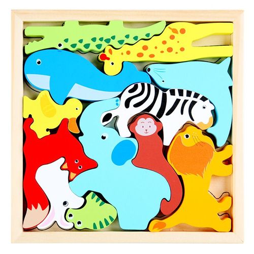 Puzzle 3d En Bois Avec Animaux De Dessin Animé Pour Enfants, Jouets Éducatifs, Cadeau Pour Les Tout-Petits