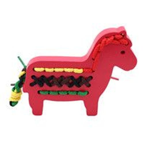 Jeu De Planche À Laçage En Forme De Cheval Montessori Pour Enfants, Jouet En Bois Pour Tout-Petits, Couture Sur Fil, Jouets Éducatifs Pour Enfants, Apprentissage Précoce