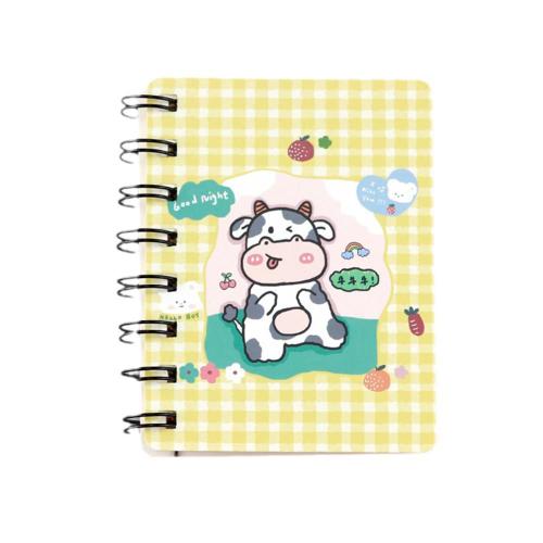 Mini Bloc-Notes De Poche Portable, Avec Bobine À Rabat, Animal De Dessin Animé, Mignon Vache