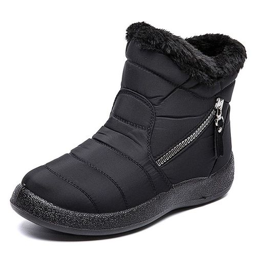Bottines Imperméables Et Chaudes Avec Fermeture Éclair Pour Femme, Chaussures D'Hiver À Talons Bas, Nouvelle Collection