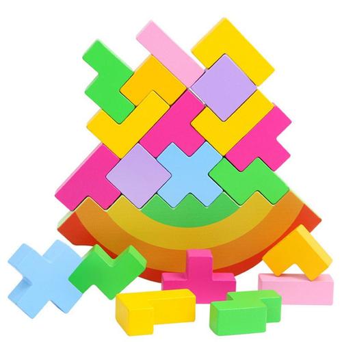 Puzzle 3d Tetris En Bois, Jouets D'Équilibre Empilables, Jeu Préscolaire Pour Enfants, Perception Des Couleurs, Cadeau Créatif