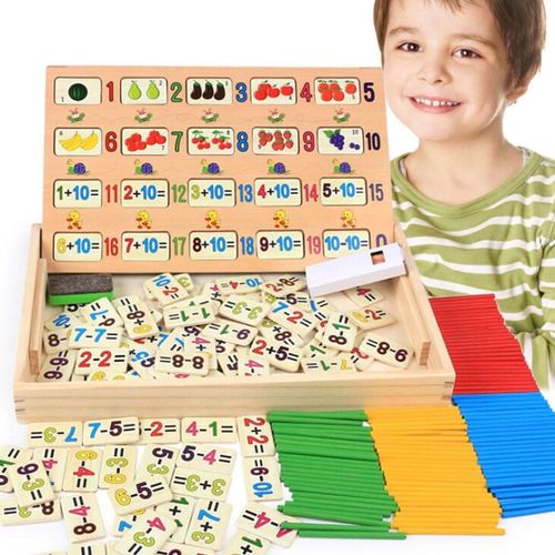 Boîte En Bois Pour L'Apprentissage Préscolaire Des Maths, 120 Questions, Addition, Soustraction, Tiges De Comptage, Jouet