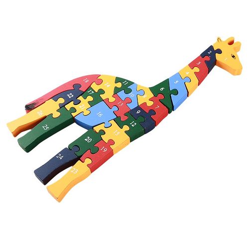Puzzle En Bois Pour Bébés Et Enfants En Bas Âge, Apprentissage Précoce, Intelligence, Animal De Dessin Animé, Girafe, Jouets, Cadeaux